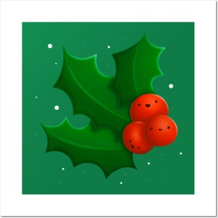 Super Cute Christmas Holly Posters and Art